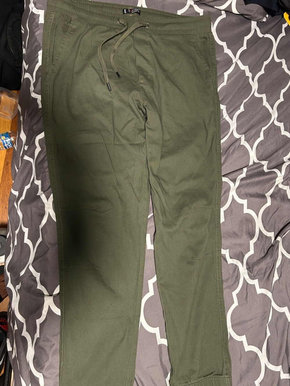 Men's Olive Drawstring Jogger Pants by Iqoniq